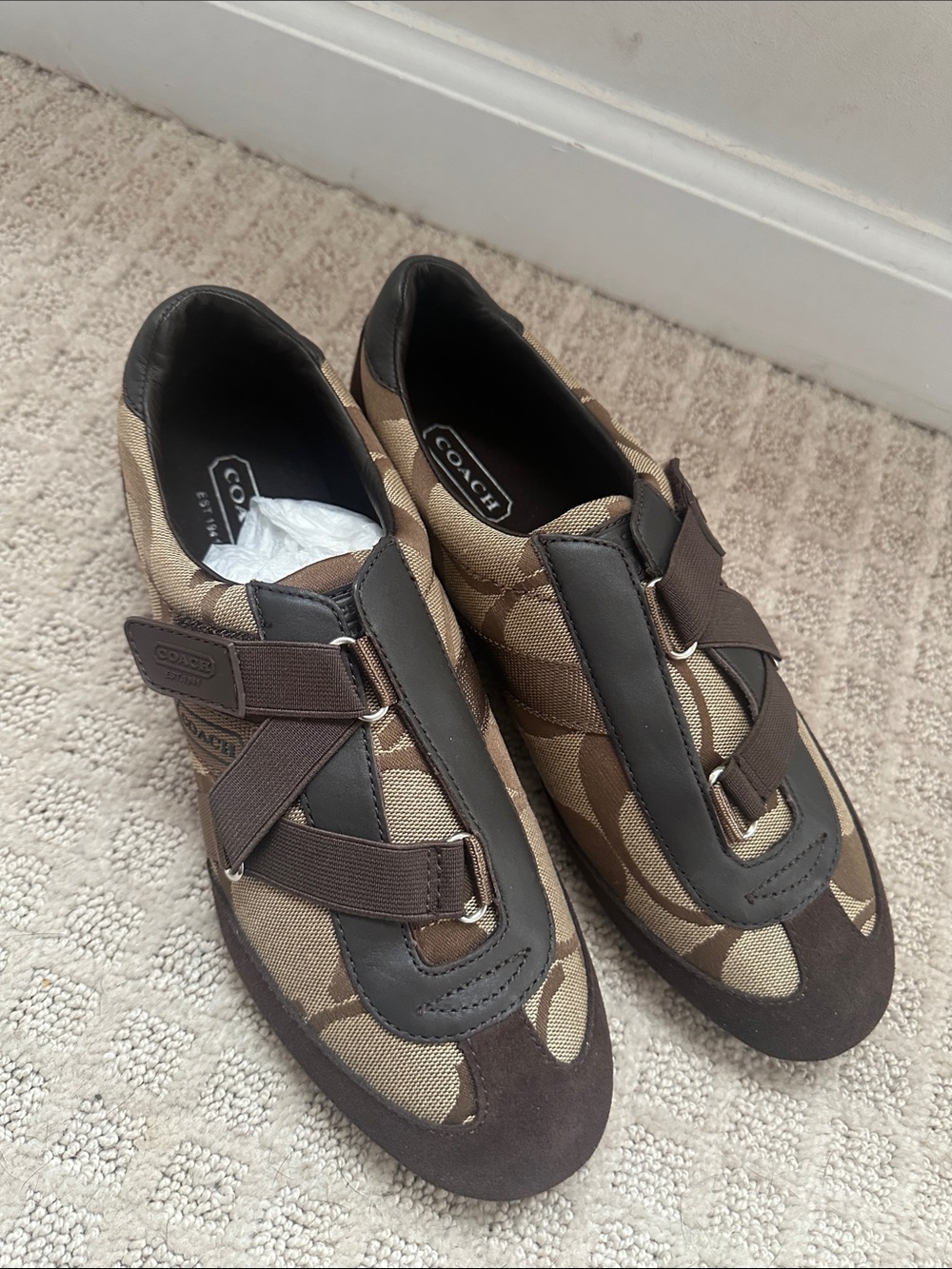 Coach Women’s Brown & Tan Signature Slip-On Sneakers